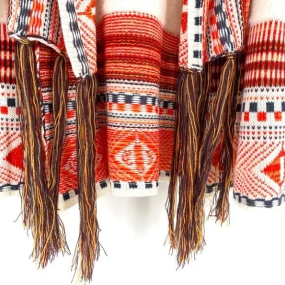 Maxsport Women's Open Front Western Boho Cardigan Sweater Medium - Picture 5 of 7